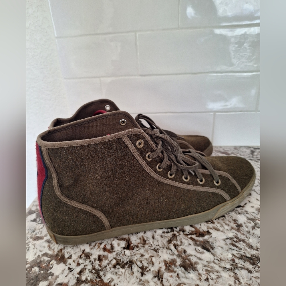 Ben Sherman Khaki Wool High-Top Sneakers Size 12 View 4